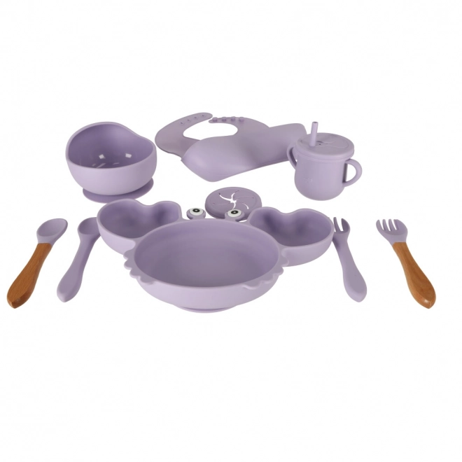 Silicone Dinnerware Set For Infants And Toddlers - Purple