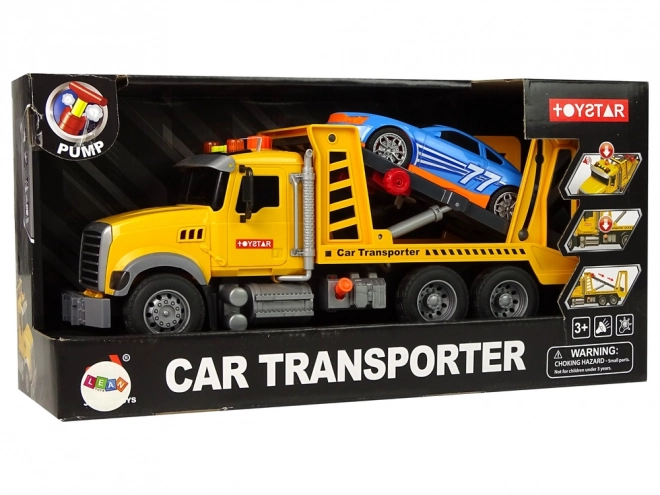 yellow rescue transport truck with sounds and lights