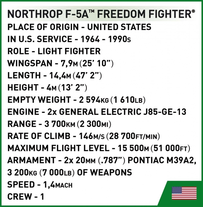 Northrop F-5A Freedom Fighter Building Blocks Set