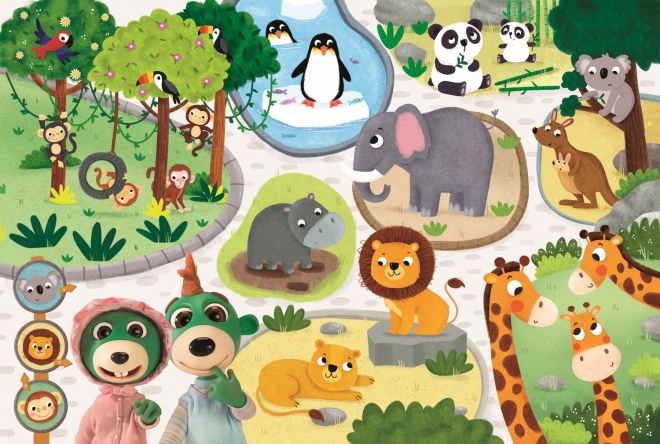 Double-Sided Puzzle Treflíci and Zoo Animals Super Giant 15 Pieces