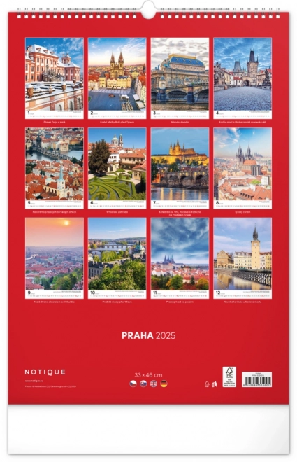 Wall Calendar Prague 2025