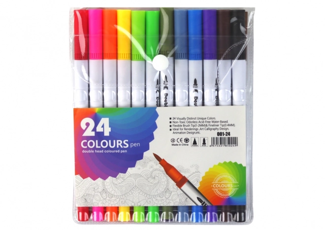 Set of Dual-Tip Markers 24 Multicolor in Organizer