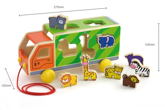 Wooden Toy Truck with Animal Inserts