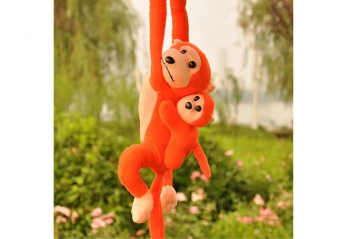 Orange Plush Monkey with Baby Toy