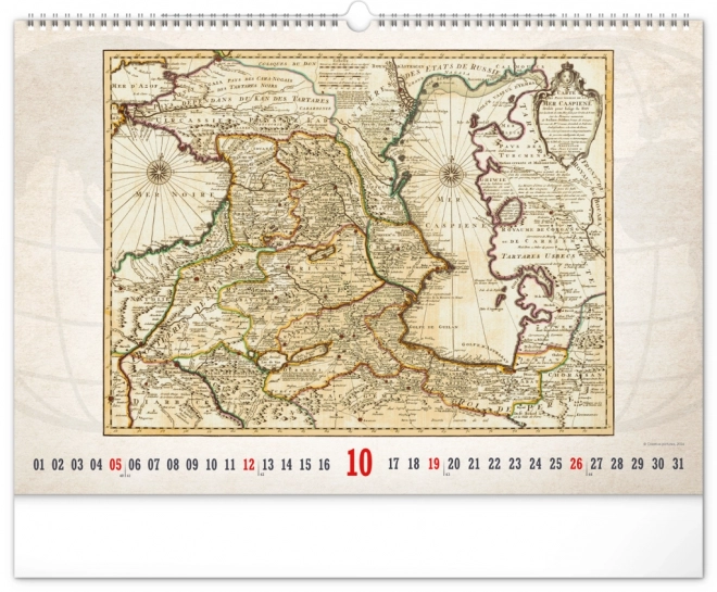 Wall calendar old maps 2025