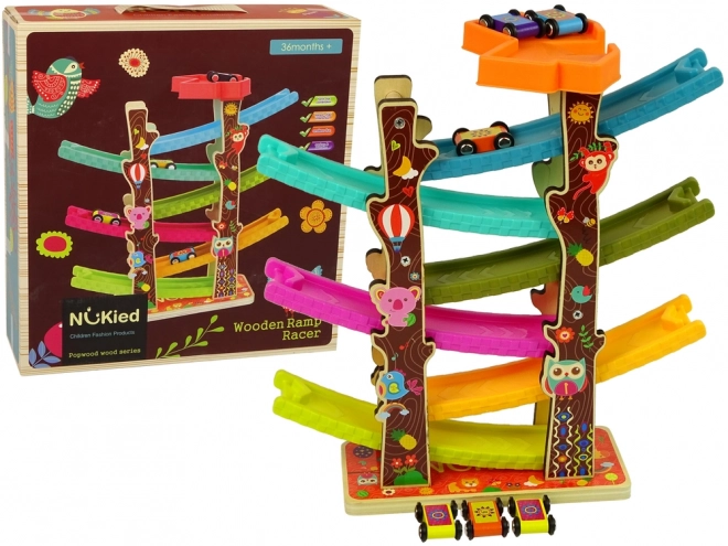 Colorful Car Track with Tree Slide and 6 Levels