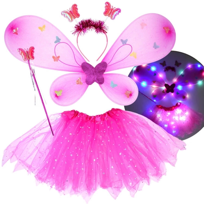 Pink Fairy Costume with Glowing Butterfly Wings – Dark Pink