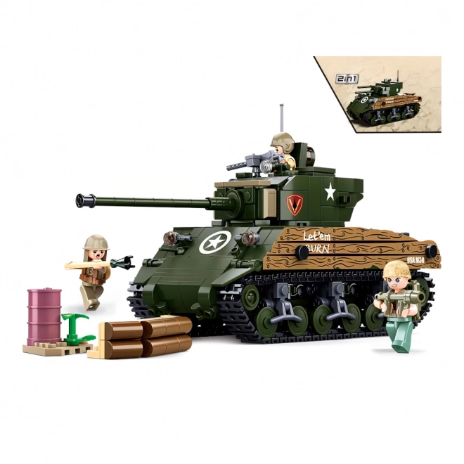 Sluban Army WW2 Battle Tank M4A3 Sherman