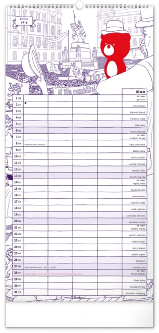 Family Planner Calendar with Teribear Illustrations 2025