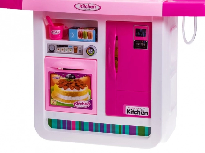 Interactive Children's Kitchen Set with Refrigerator – pink