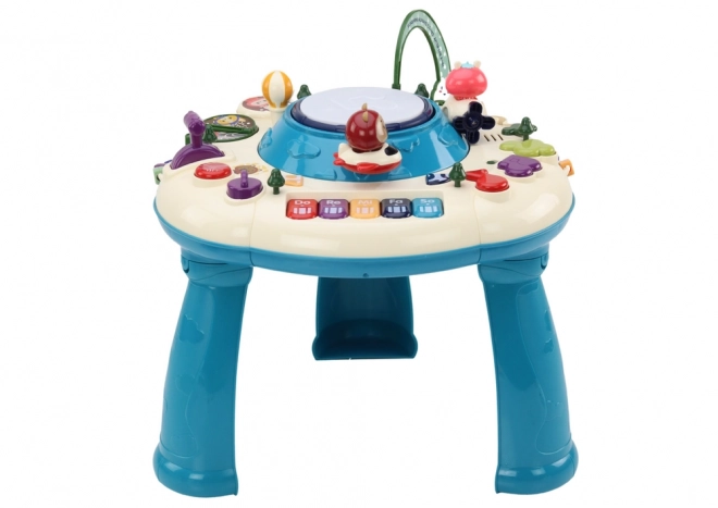 Interactive Educational Table with Piano and Drum - Blue