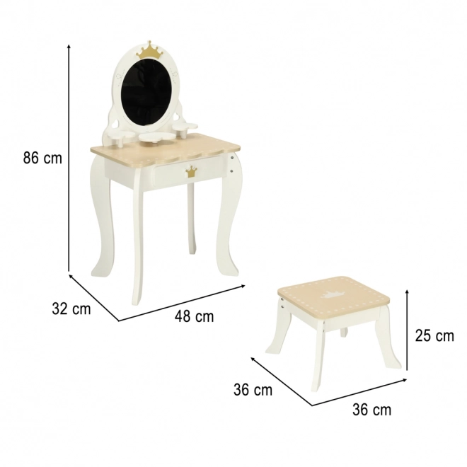 Wooden Vanity Set for Girls with Mirror and Accessories