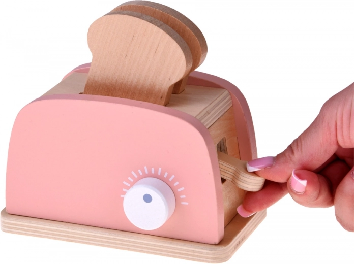 Realistic wooden toaster with lever and knob
