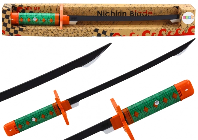 Samurai Sword with Green Handle and Sound Effects