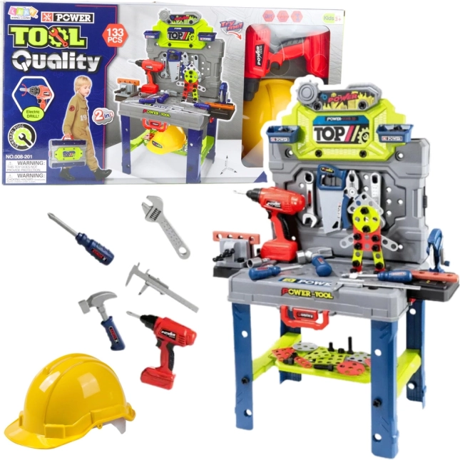 2-in-1 Kids' Workbench with Carry Case and Cordless Screwdriver, 133 Pieces