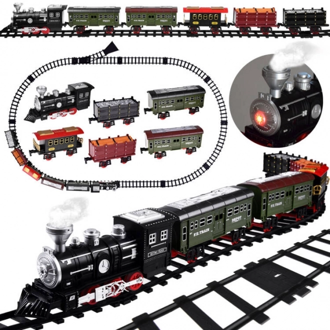 Steam Train Set with Tracks and Cars