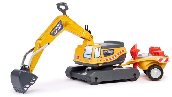 Falk Ride-On Excavator with Trailer and Opening Seat