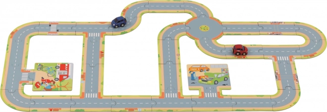 Floor Car Track with Two Cars by Goki