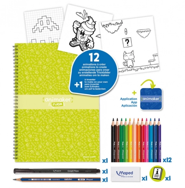 Creative Animation Drawing Set Animaker Flash with Pop Motifs