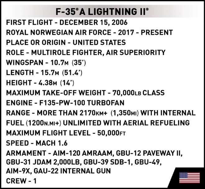 Armed Forces F-35A Lightning II Model from COBI