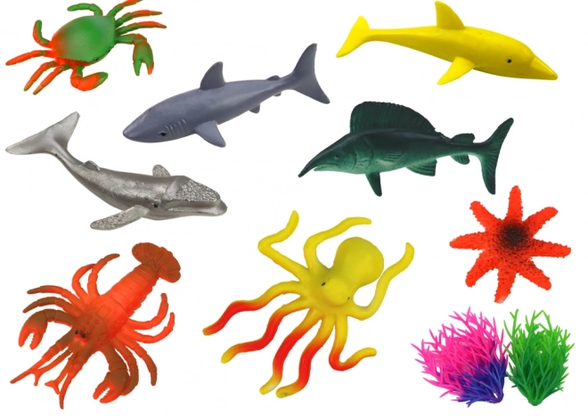 Ocean Animal Figures Set with Aquatic Plants