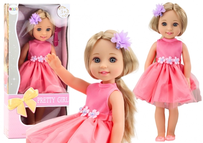 Doll with Long Hair and Pink Dress