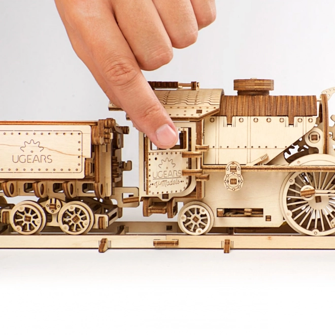 Ugears 3D Wooden Mechanical Puzzle Steam Locomotive V-Express 4-6-2 with Tender