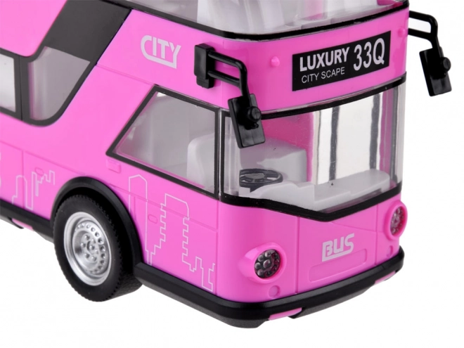 Pink Double-Decker Bus with Sound and Light Effects