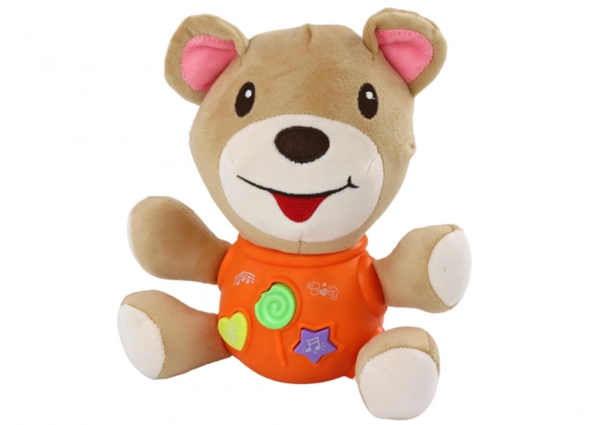 Interactive Orange Plush Teddy Bear