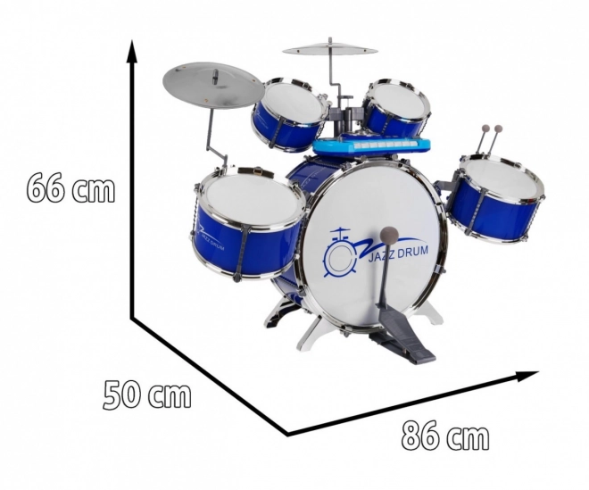 Musical Set Drum Kit with Keyboard and Microphone for Kids 3+ Blue