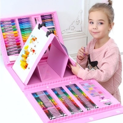 Art Set in Pink Carry Case with 208 Pieces