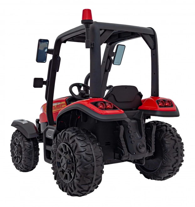 Traktor s přívěsem červený