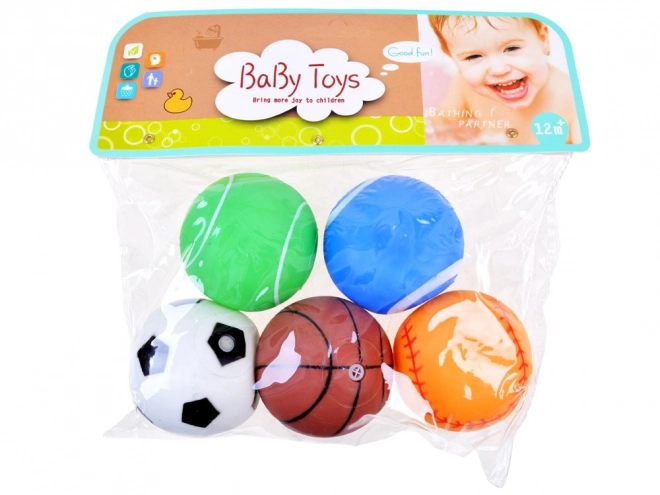 Colorful Squeaky Rubber Ball Set of 5