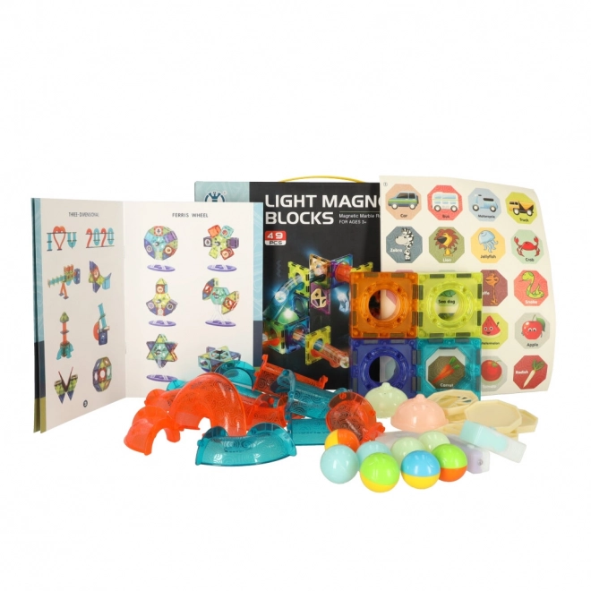 Glowing Magnetic Marble Run Blocks - 49 Pieces