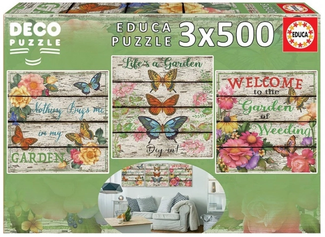 Educa square puzzle countryside garden 3x500 pieces