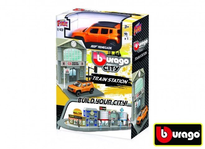 Train Station Playset with Jeep Renegade Model