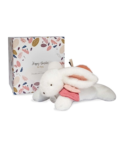 Gift Set Soft Toy Bunny with Dark Pink Pom Pom