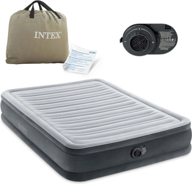 Opblaasbaar tweepersoons luchtbed met automatische pomp 191 × 137 cm INTEX
