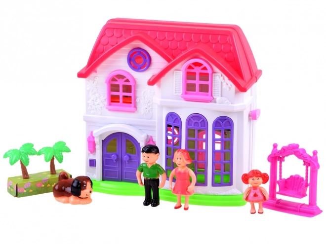 Family Dollhouse with Furniture and Dolls