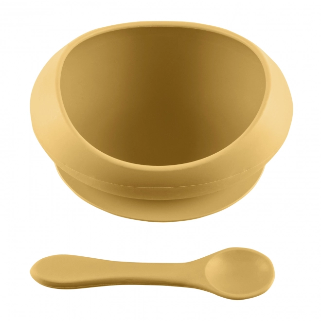 Silicone Bowl with Raised Edges and Suction - Mustard Yellow