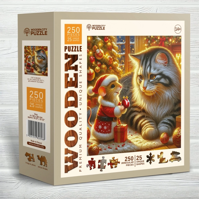 Wooden Cat and Mouse Puzzle