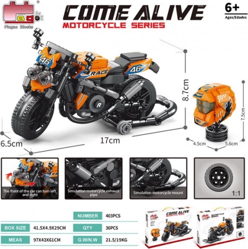 Orange motorcycle block set 403 pcs.