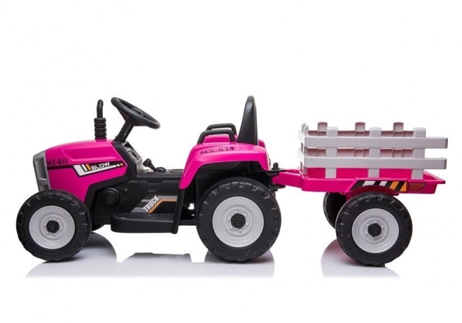 Bateriový traktor s přívěsem XMX611 růžový