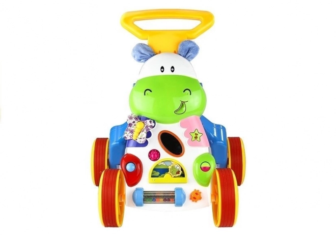 Interactive Hippo Walker with Mirror and Rubber Wheels