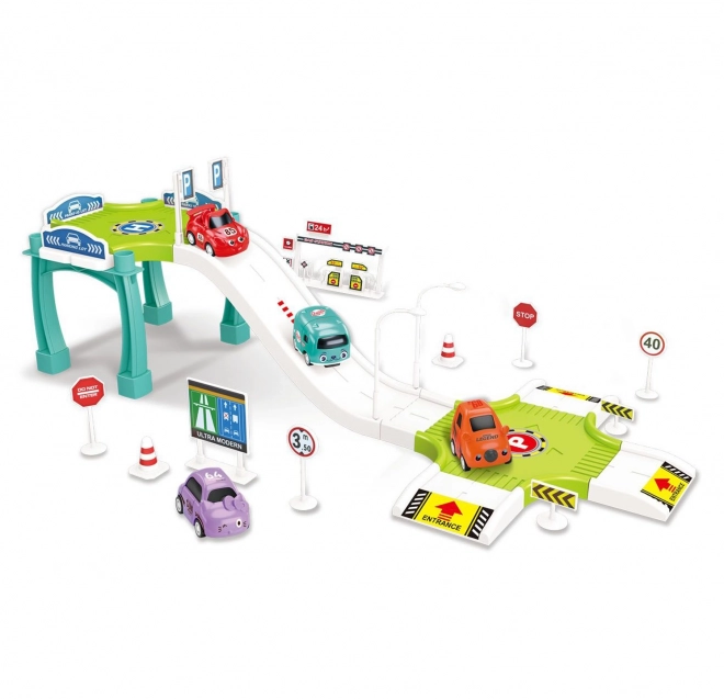 Woopie Parking Garage Playset with Gas Station and Traffic Signs