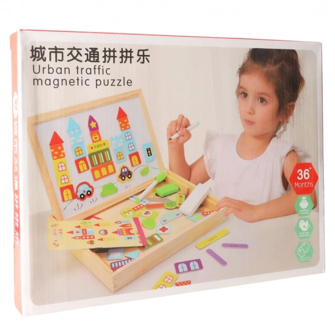 Multifunctional Magnetic Chalk Board with City Design