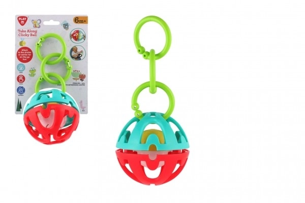Sonaglio palla/portachiavi per passeggino plastica 22cm su cartone 6m+