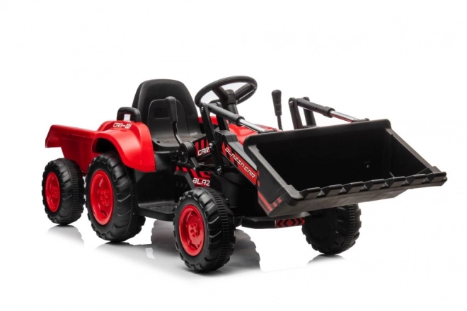 Trattore rosso per bambini con batteria ricaricabile e pala