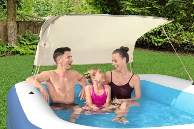 Family Inflatable Pool with UV Protection and Movable Canopy