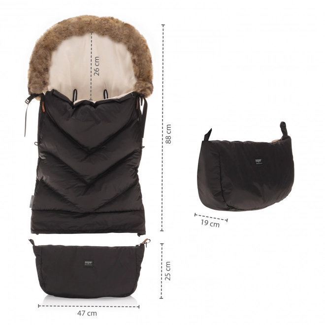 Winter Footmuff Fluffy Combi Night Black